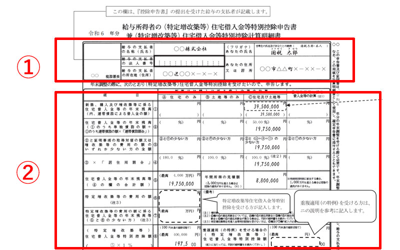 住宅借入金等特別控除申告書の記入方法と記入例　令和３年分