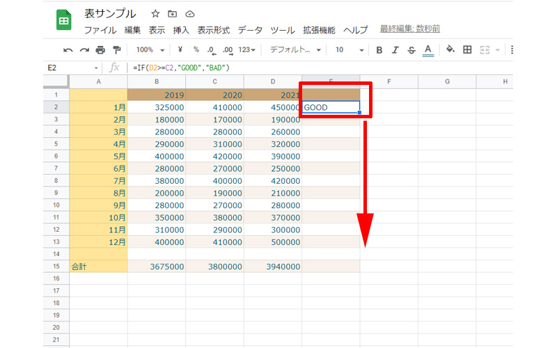 Googleスプレッドシート　IF関数