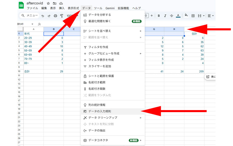 カレンダー機能の入力
