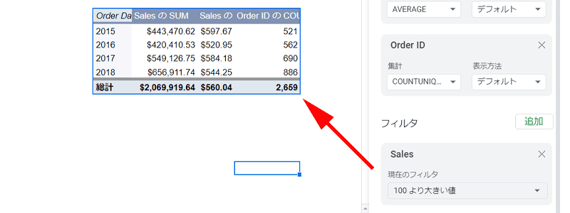 フィルタされた結果が表示されました。