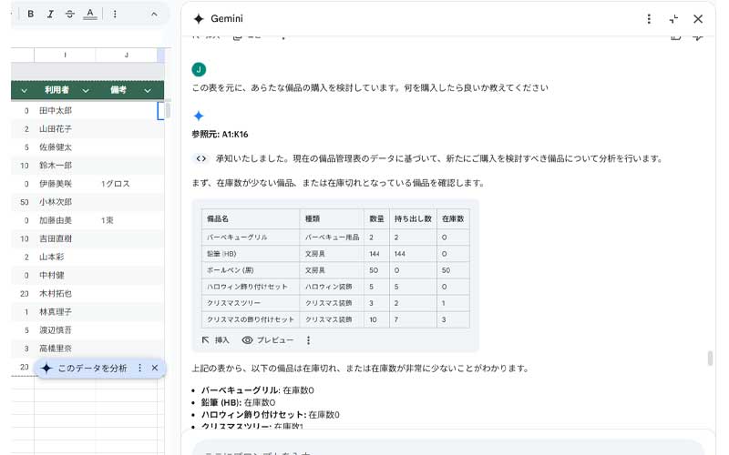 備品購入検討画面